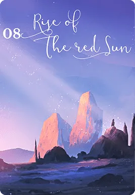 Book cover: Rise of the Red Sun, a mountain landscape at dawn