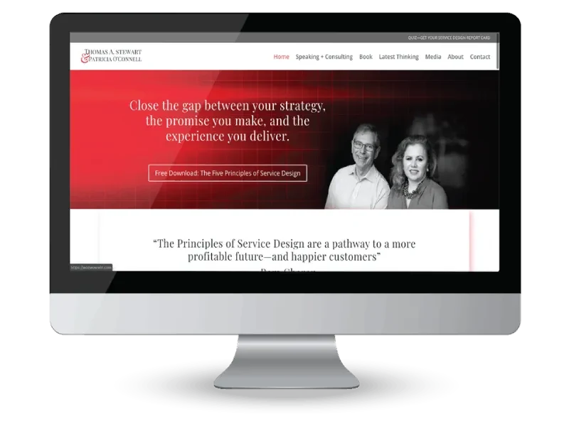 A desktop monitor displaying an author website mock-up